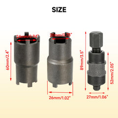 HIAORS flywheel puller face showing 24mm and 27mm engagement for safe removal