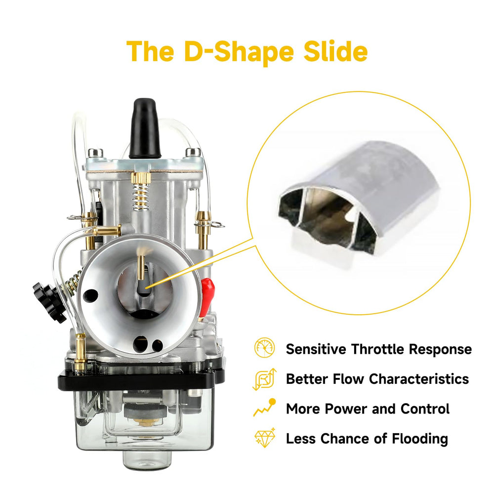 HIAORS PWK 24mm side view of throttle assembly demonstrating robust linkage and choke mount