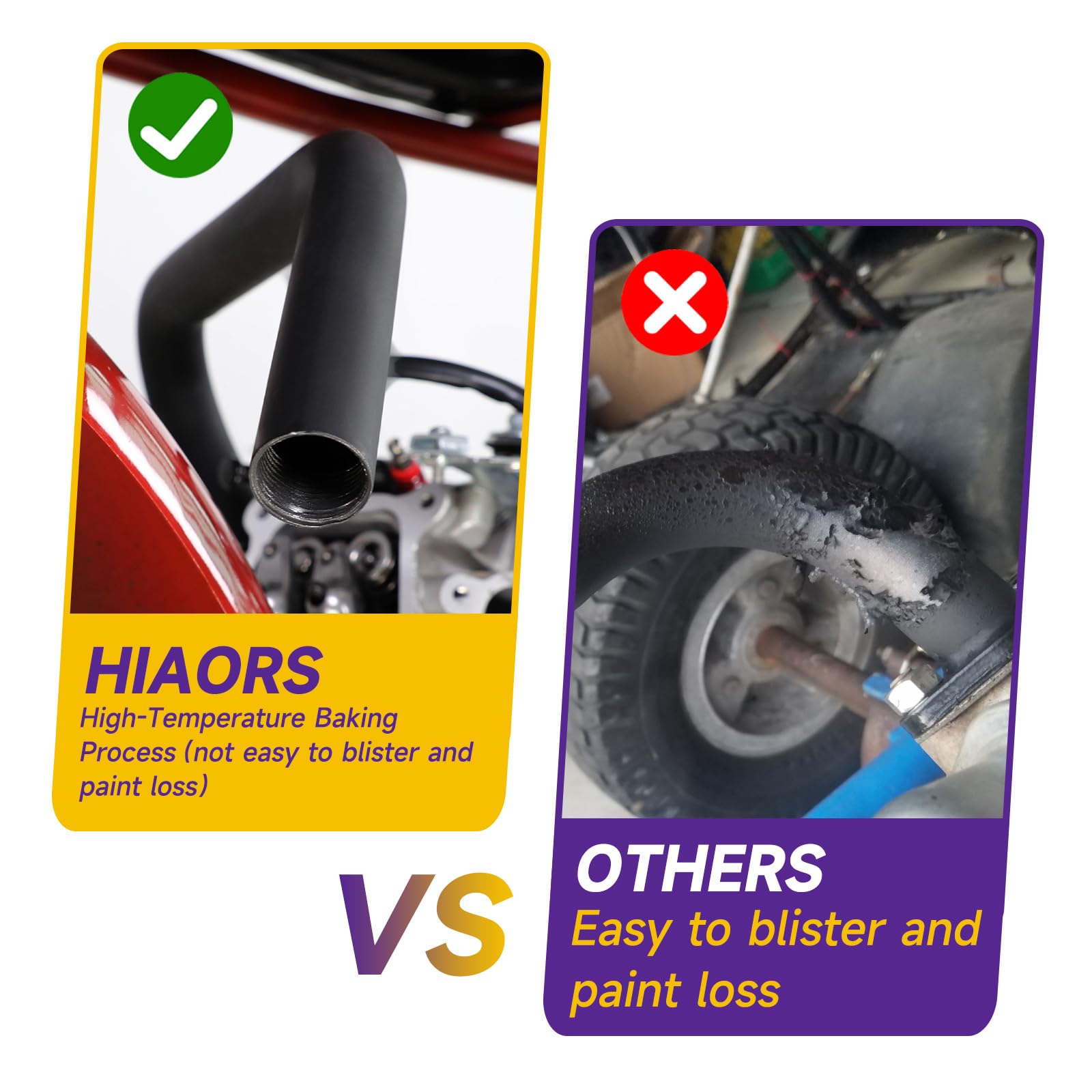 HIAORS exhaust next to hand for size and scale clarity
