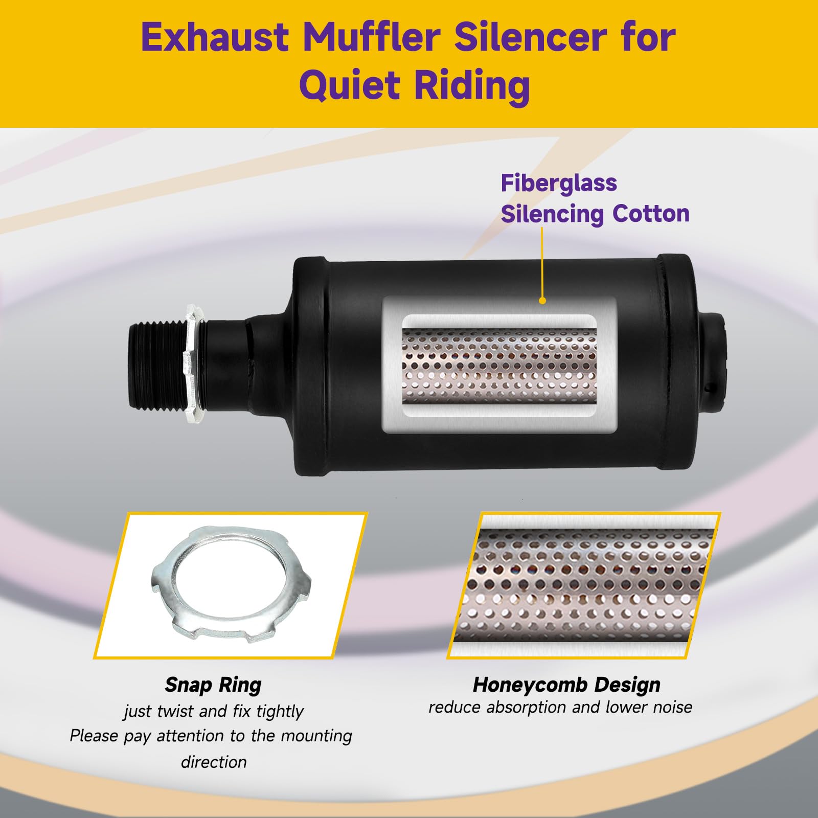 HIAORS threaded muffler detail for secure vibration-resistant fit