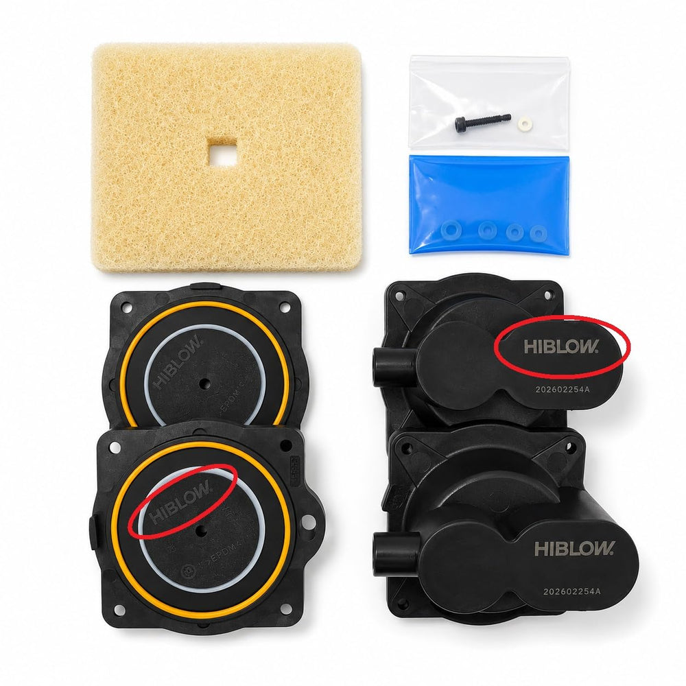 HIBLOW front packaging showing genuine HP-60/80 kit and quick-install benefit