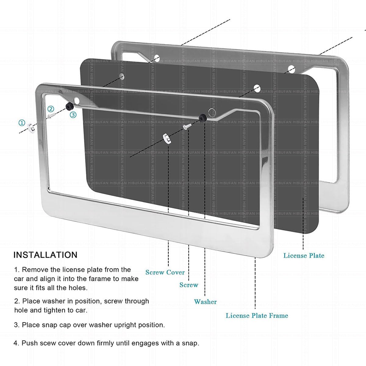 HIBUFAN rear-mounted frame on a sedan showing secure fit and rattle-free benefit