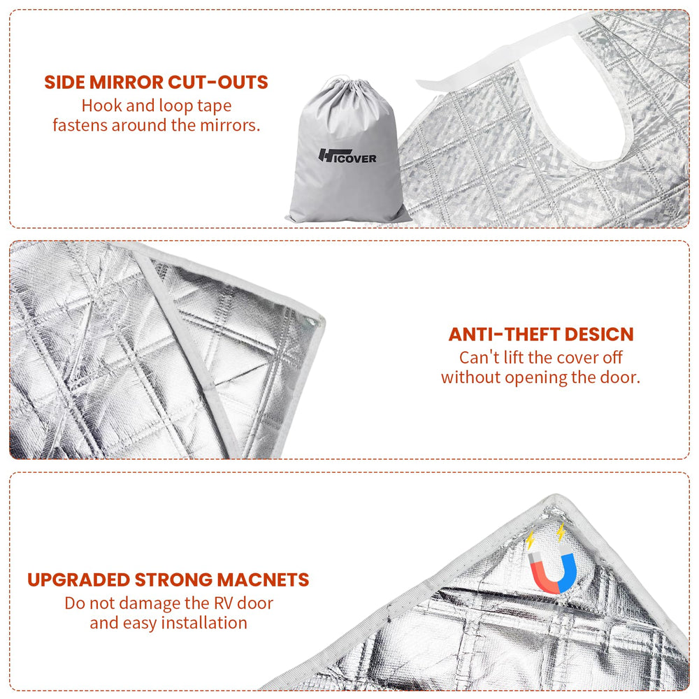 HICOVER hook and loop fastener at mirror area providing windproof stability