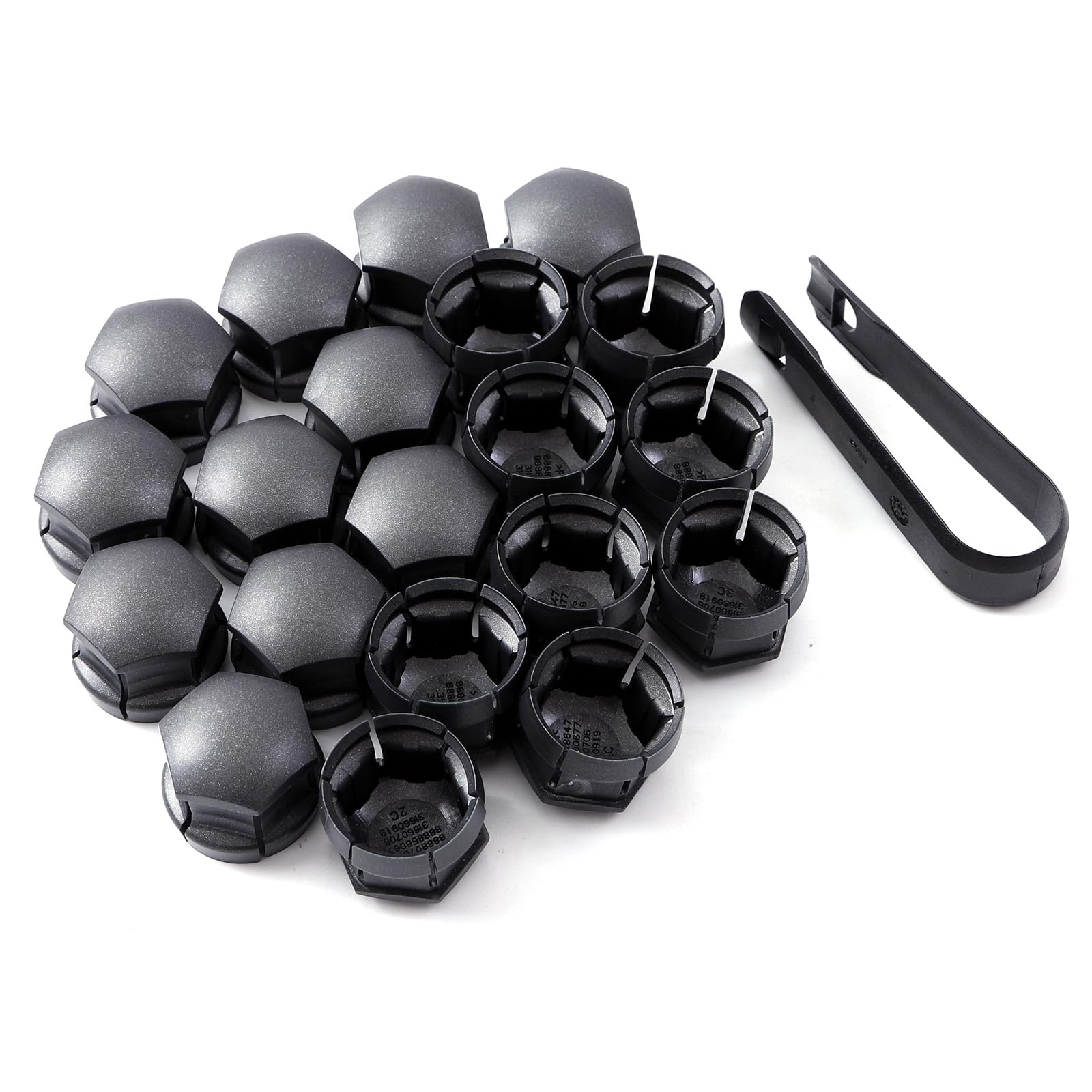 HIDOFILT front view of dark gray lug nut covers showing clean finish and protection