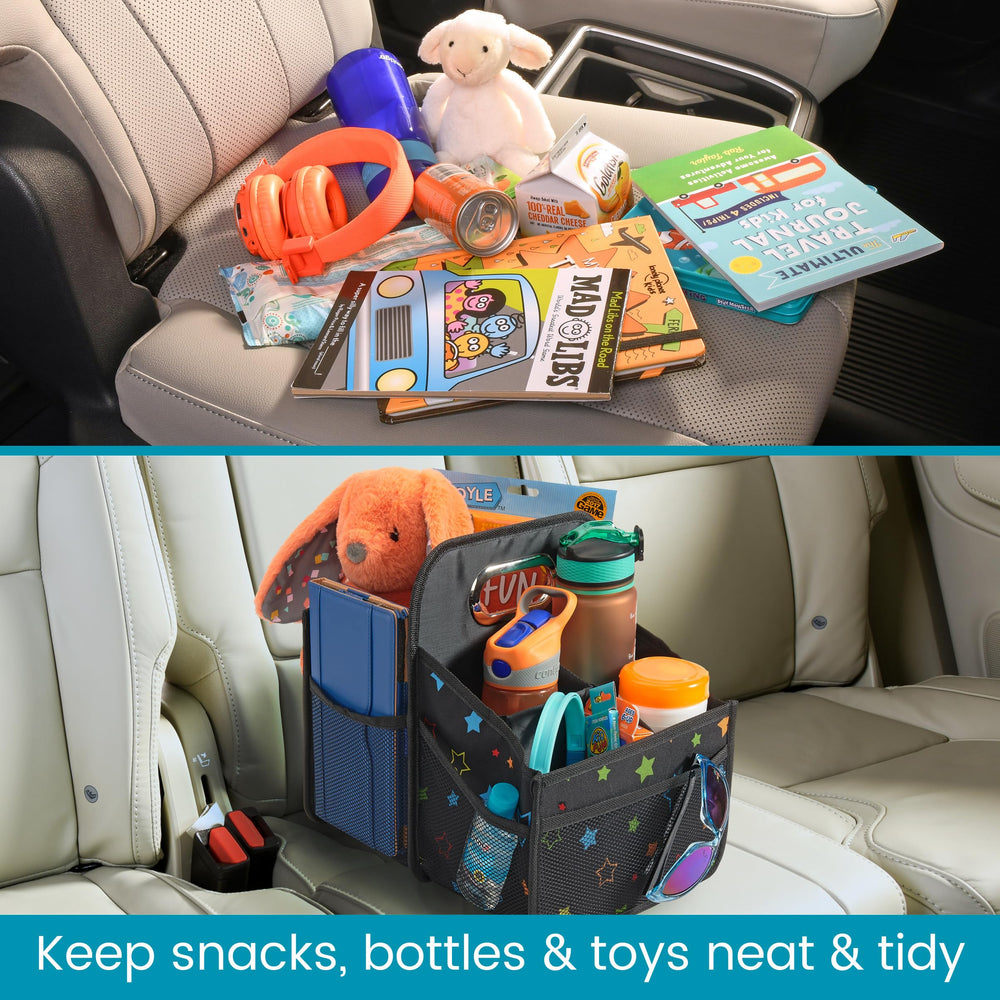 High Road open back bin holding a tablet and books for tidy travel