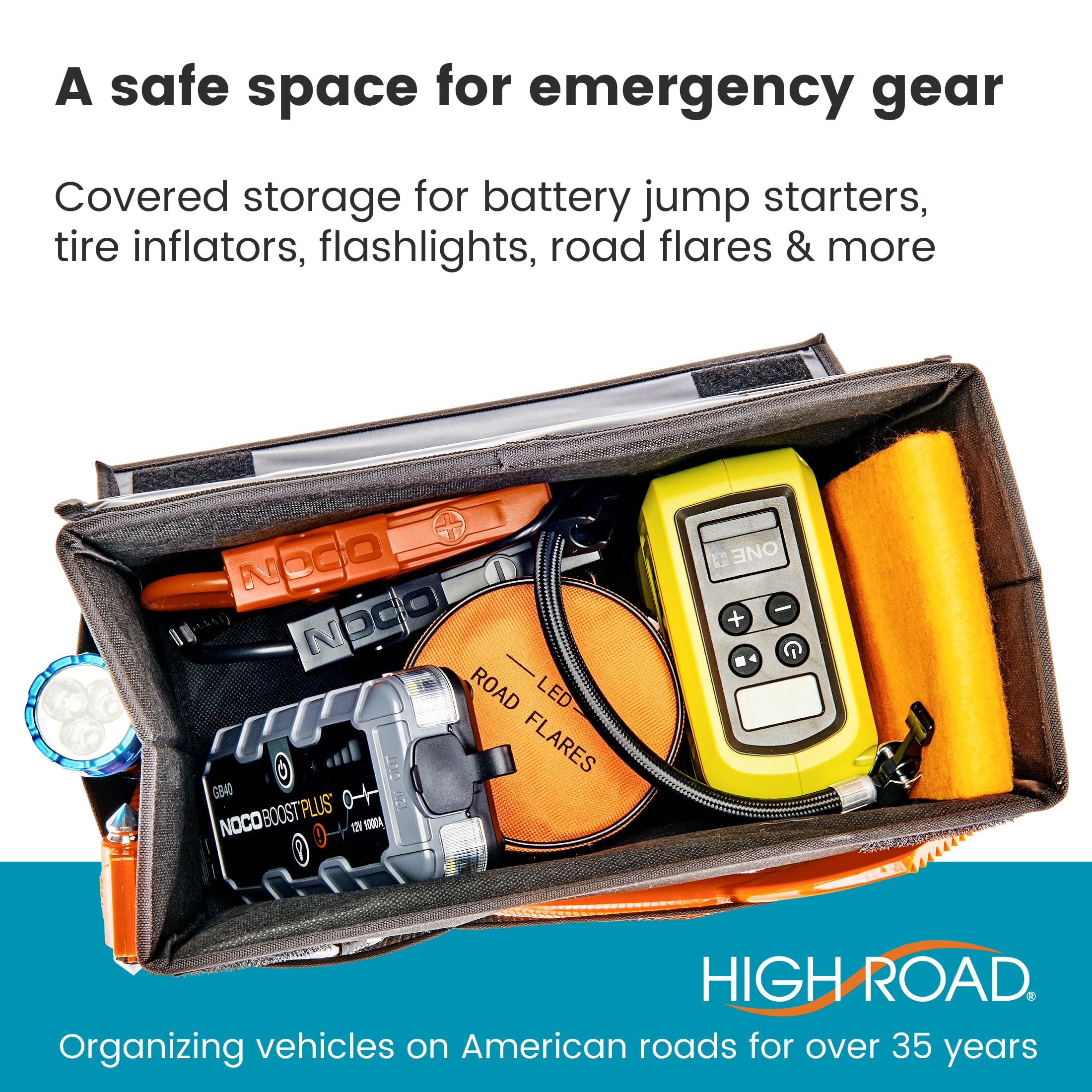 High Road Carganizer external pockets close-up for quick access items