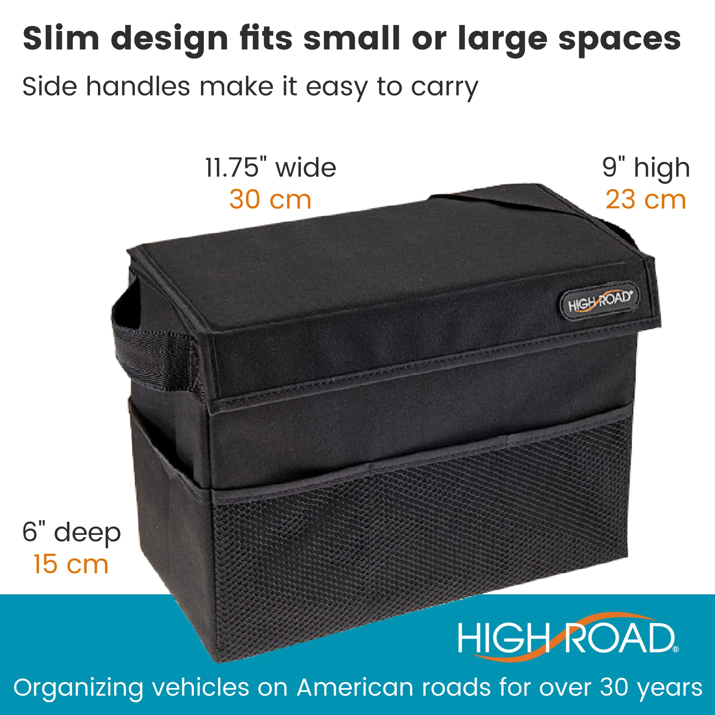 High Road Carganizer folded flat for compact storage when unused