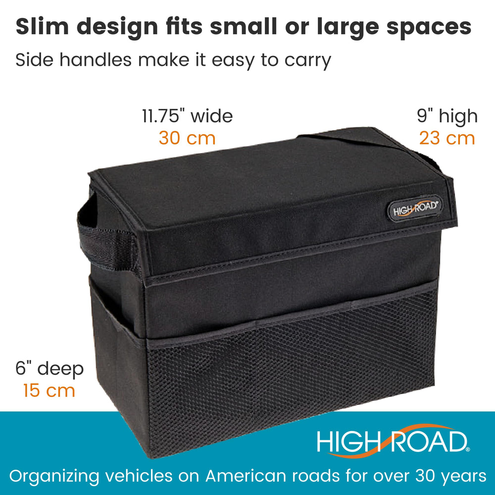 High Road Carganizer folded flat for compact storage when unused