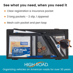 High Road clear vinyl document pocket displaying registration for quick visible access