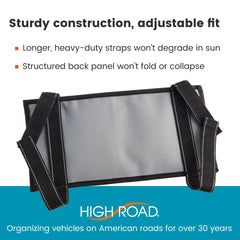 High Road elastic loop holding a pen and tire gauge for fast reach and convenience