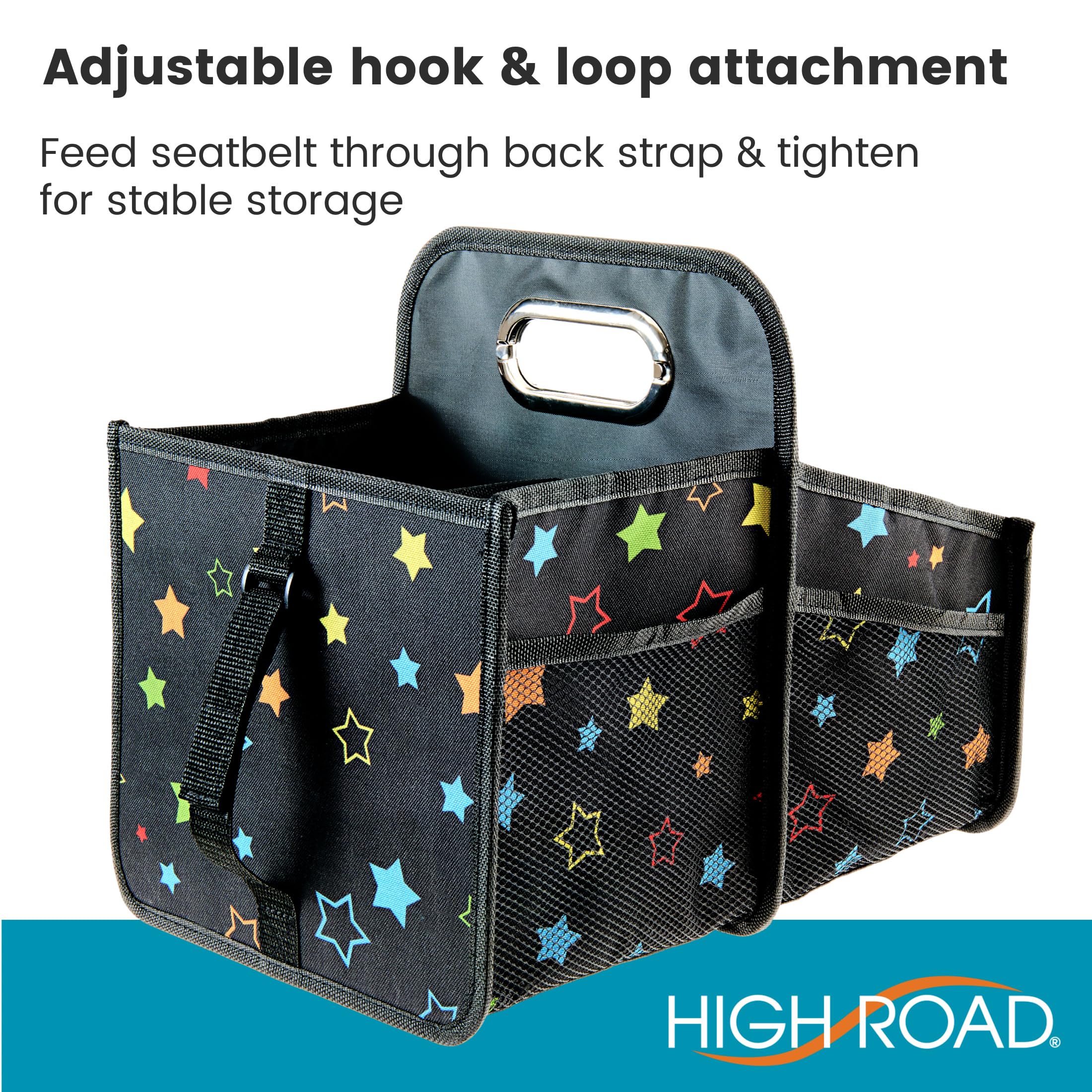 High Road installed on seat with strap preventing slipping while driving