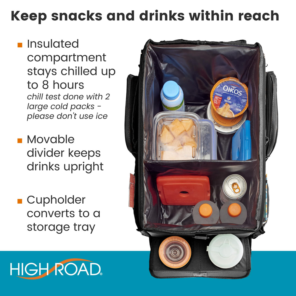 High Road side pockets detail showing organization for chargers and small items