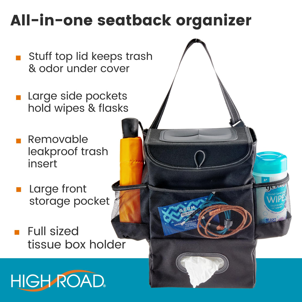 High Road close-up of push-through lid allowing quick hands-free trash disposal