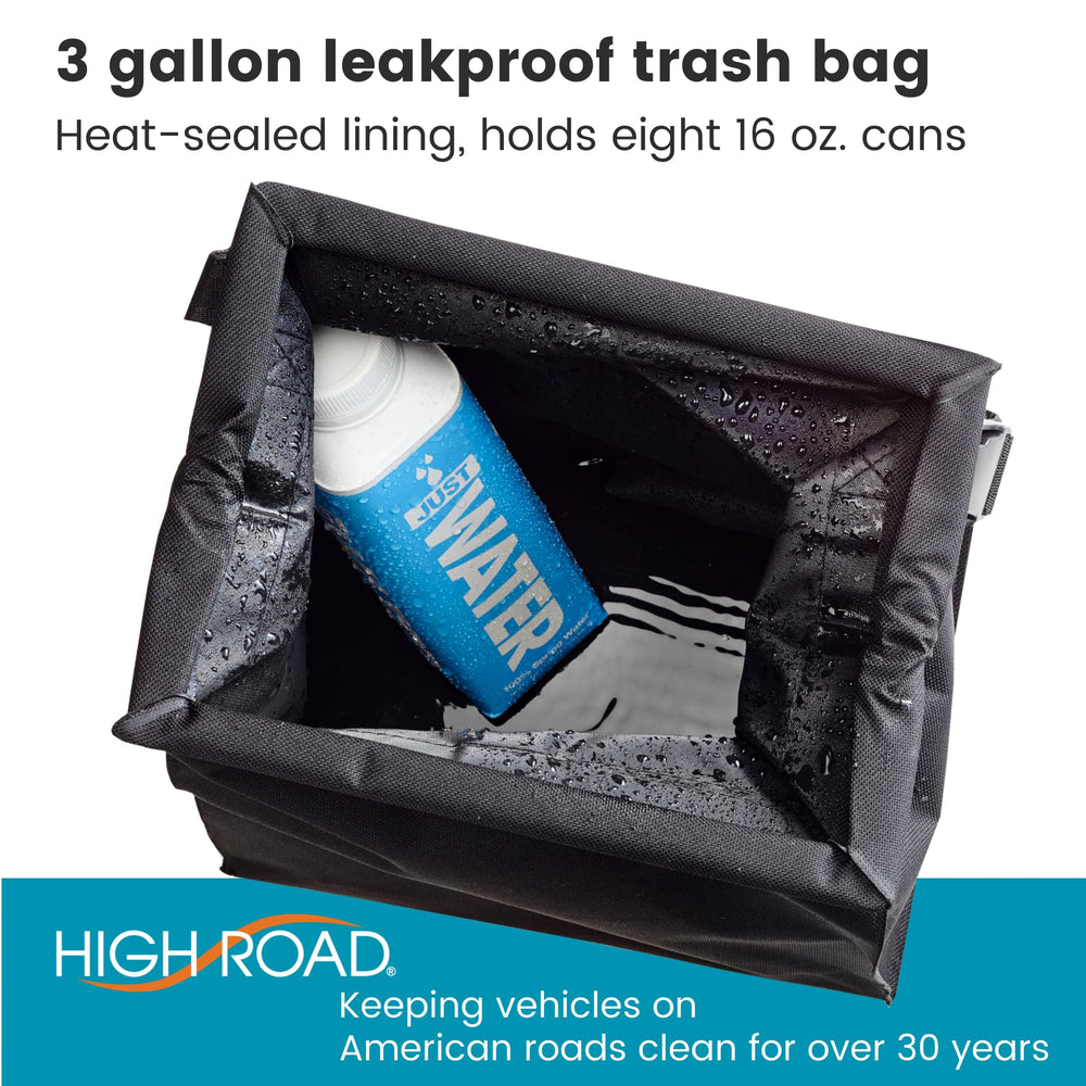 High Road TrashStash interior waterproof lining visible for easy wipe-clean and leakproof benefit