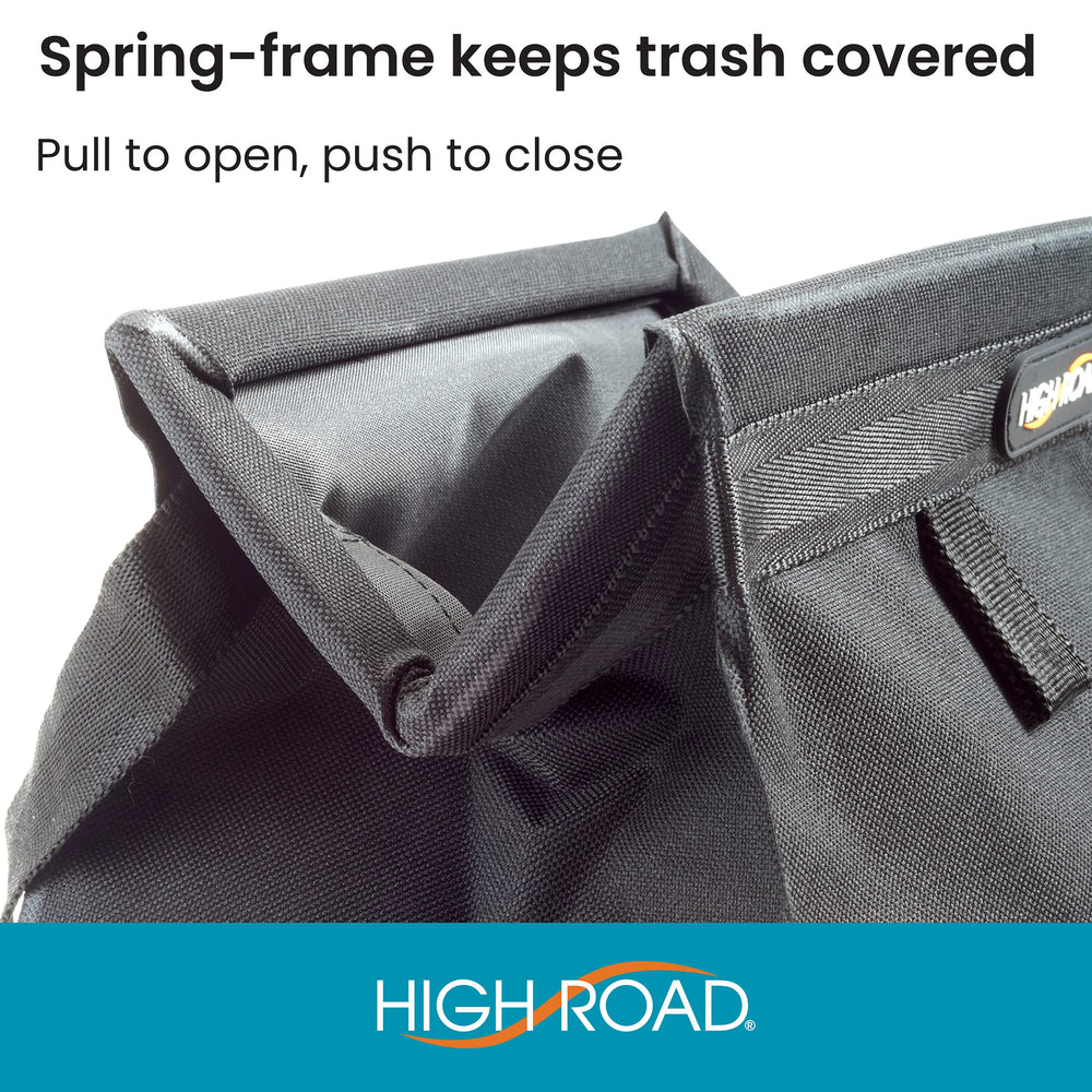 High Road TrashStash strap and buckle closeup displaying adjustable fit and quick removal benefit