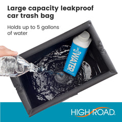 High Road TrashStash top lid detail with spring-frame closure for one-handed access benefit