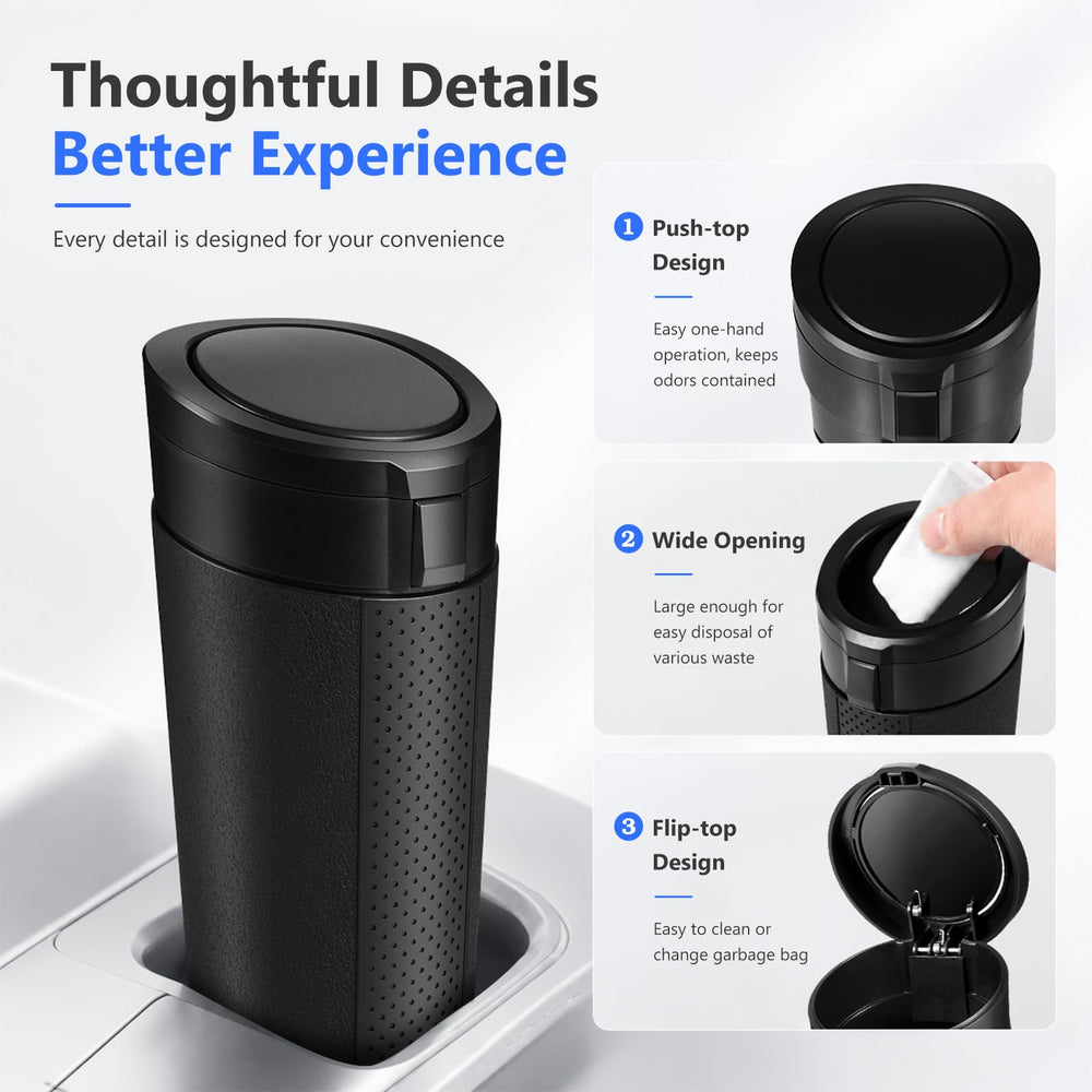 Hiitytin open lid placed in cup holder for easy disposal and hands-free use