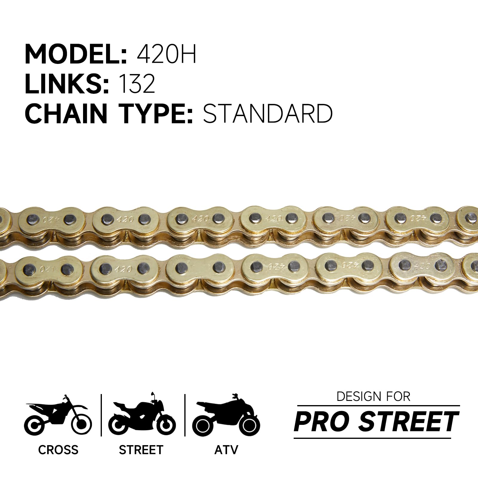 HILAKE 420H close-up of links and pins, strong construction benefit