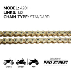 HILAKE 420H close-up of links and pins, strong construction benefit