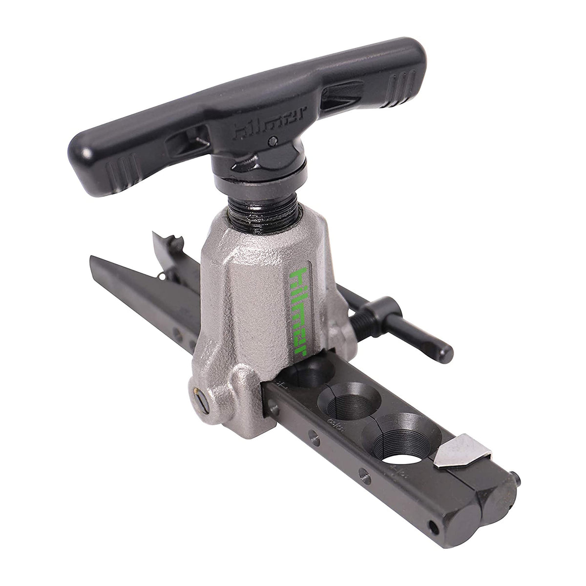 Hilmor front view showing compact flaring tool and benefits of portability