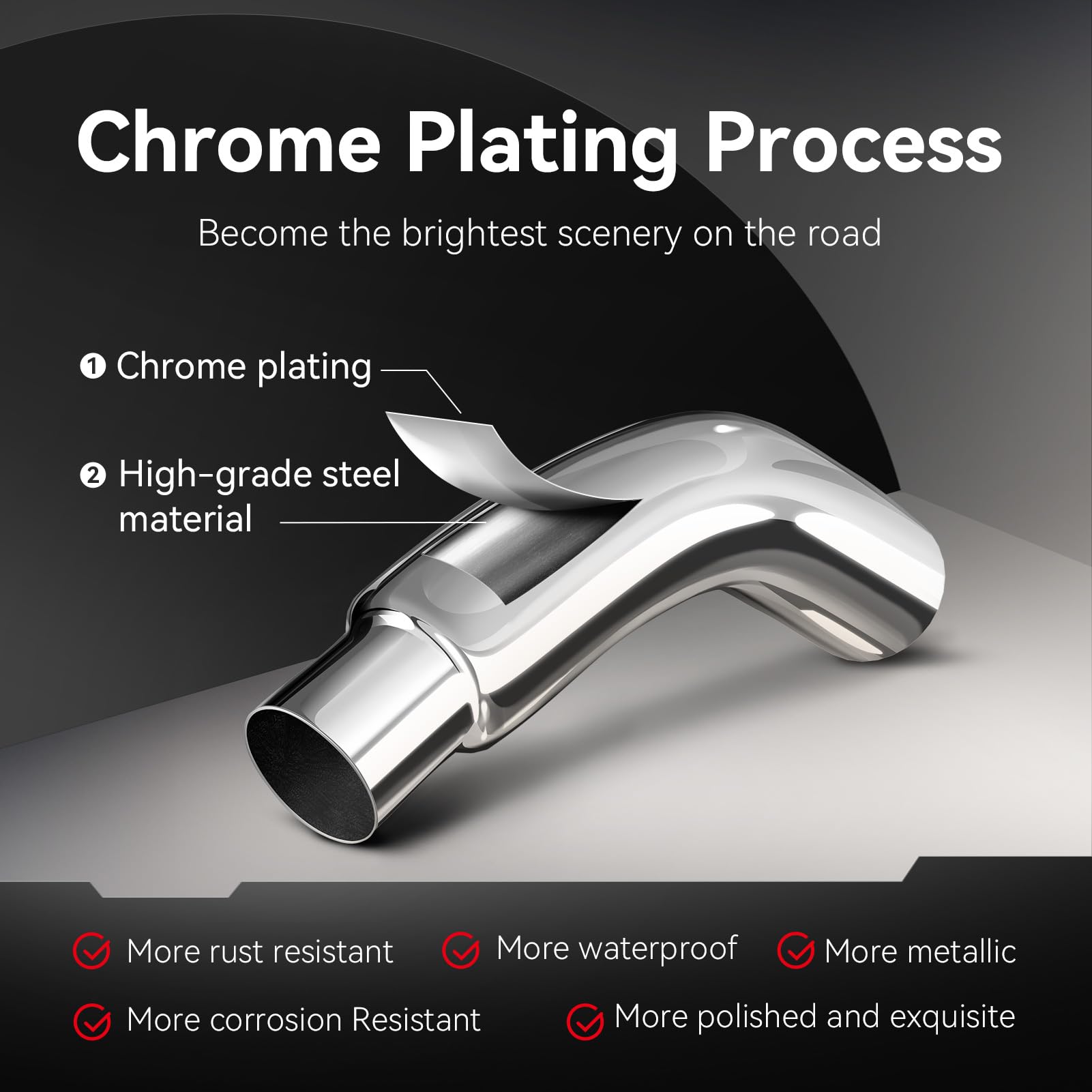 HILMITILE close-up of chrome plating texture highlighting corrosion resistance and easy cleaning