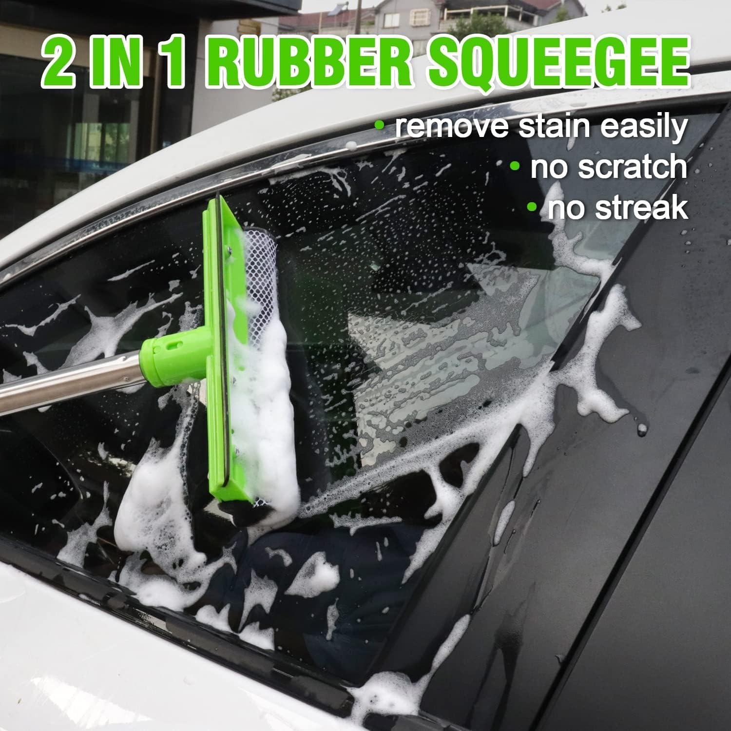 HITJOY windshield squeegee attached to pole for streak-free glass