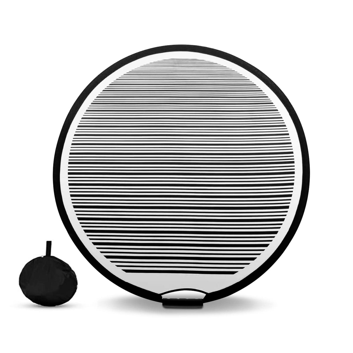 HiYi front view of 80cm reflector board showing full striped surface and portability