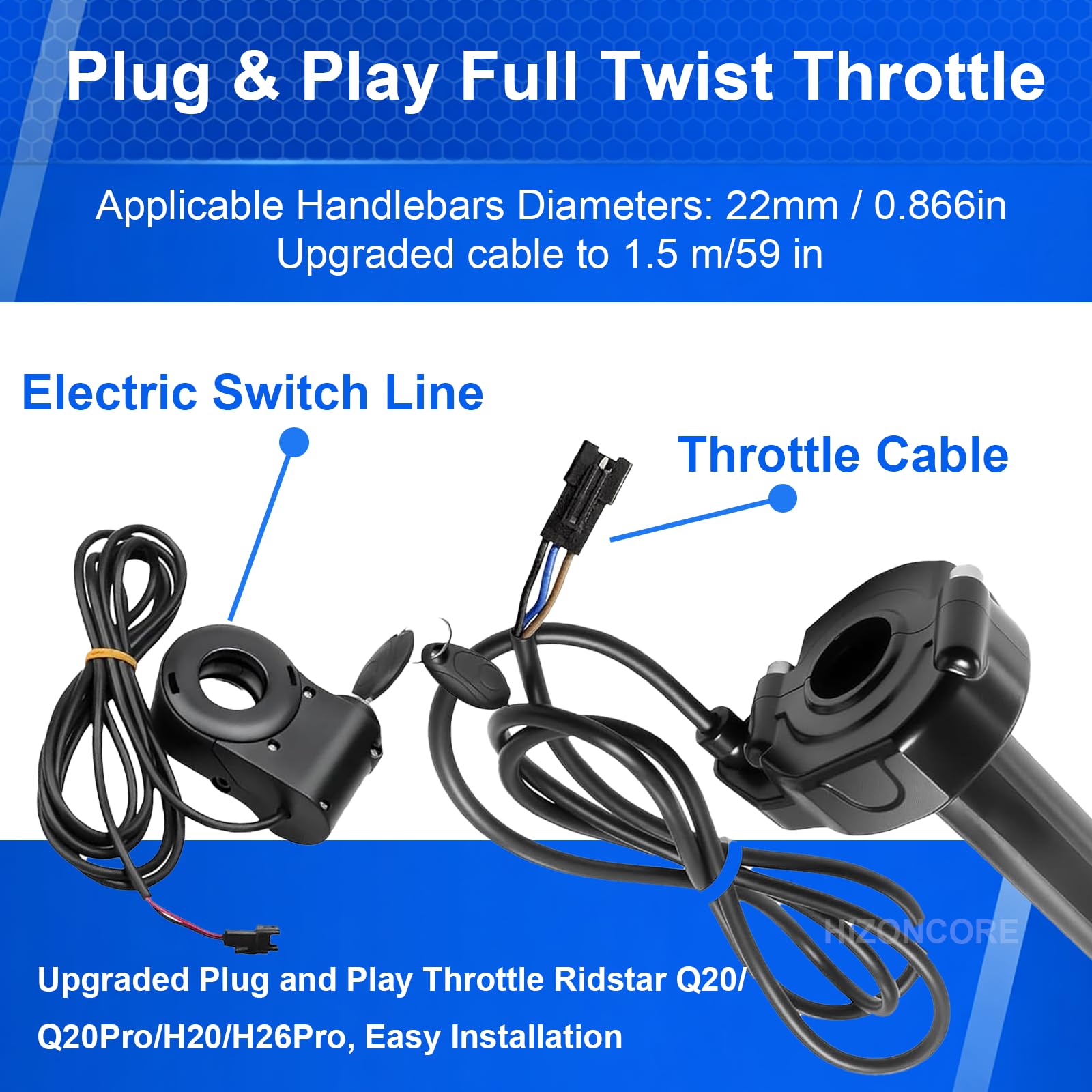 Hizoncore Ridstar 1.5m cable routing demo offering flexible installation options
