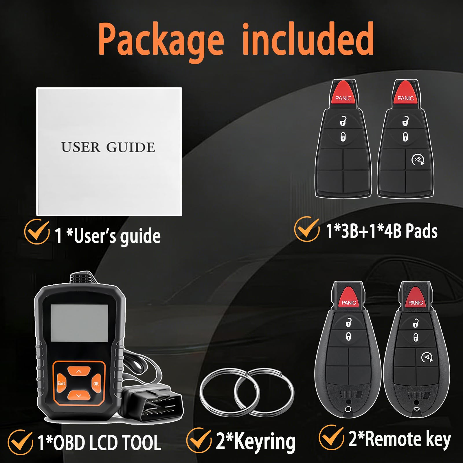 Hkxydems kit accessories with user guide and keyrings benefit: everything included for setup