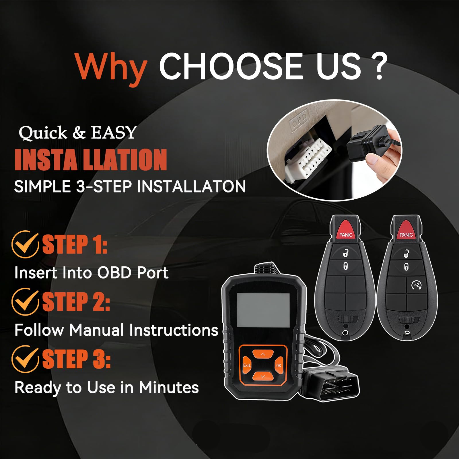 Hkxydems key fob back label open battery compartment benefit: easy battery access