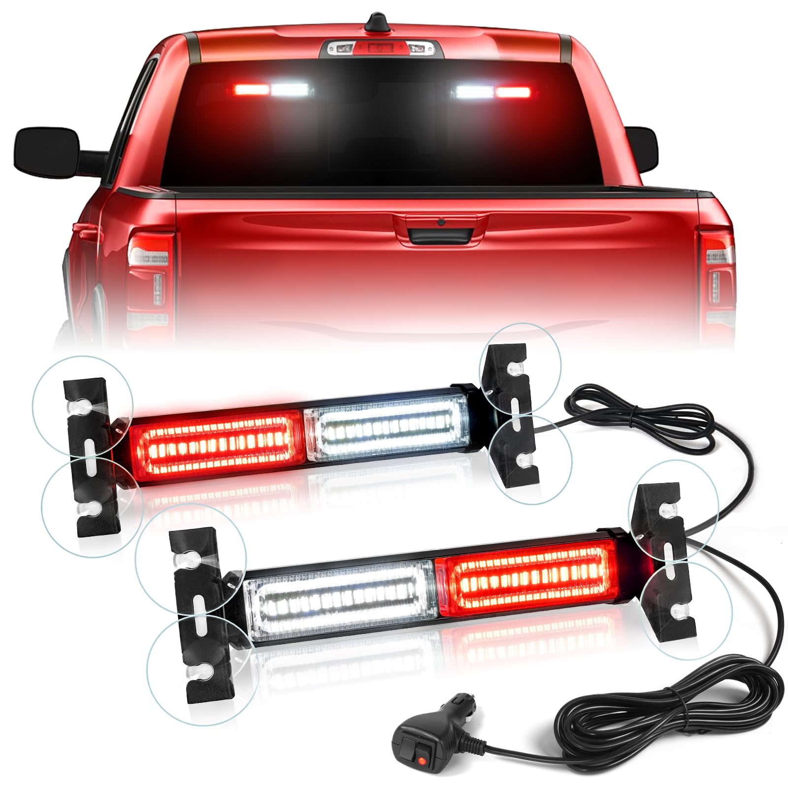 HLauto front view of traffic advisor light bar showing focused beam and visibility benefits