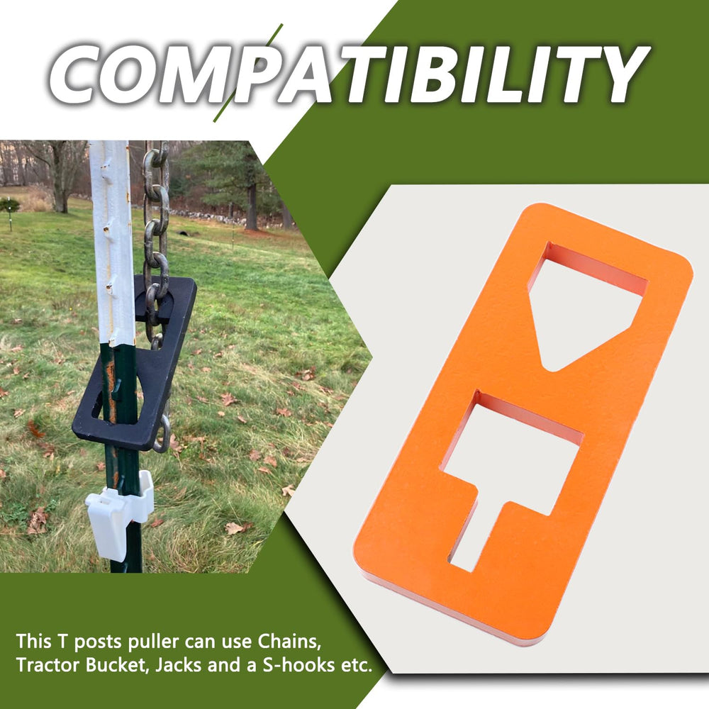 HNeekyr puller plate in use pulling a T-post out of ground to reduce manual labor