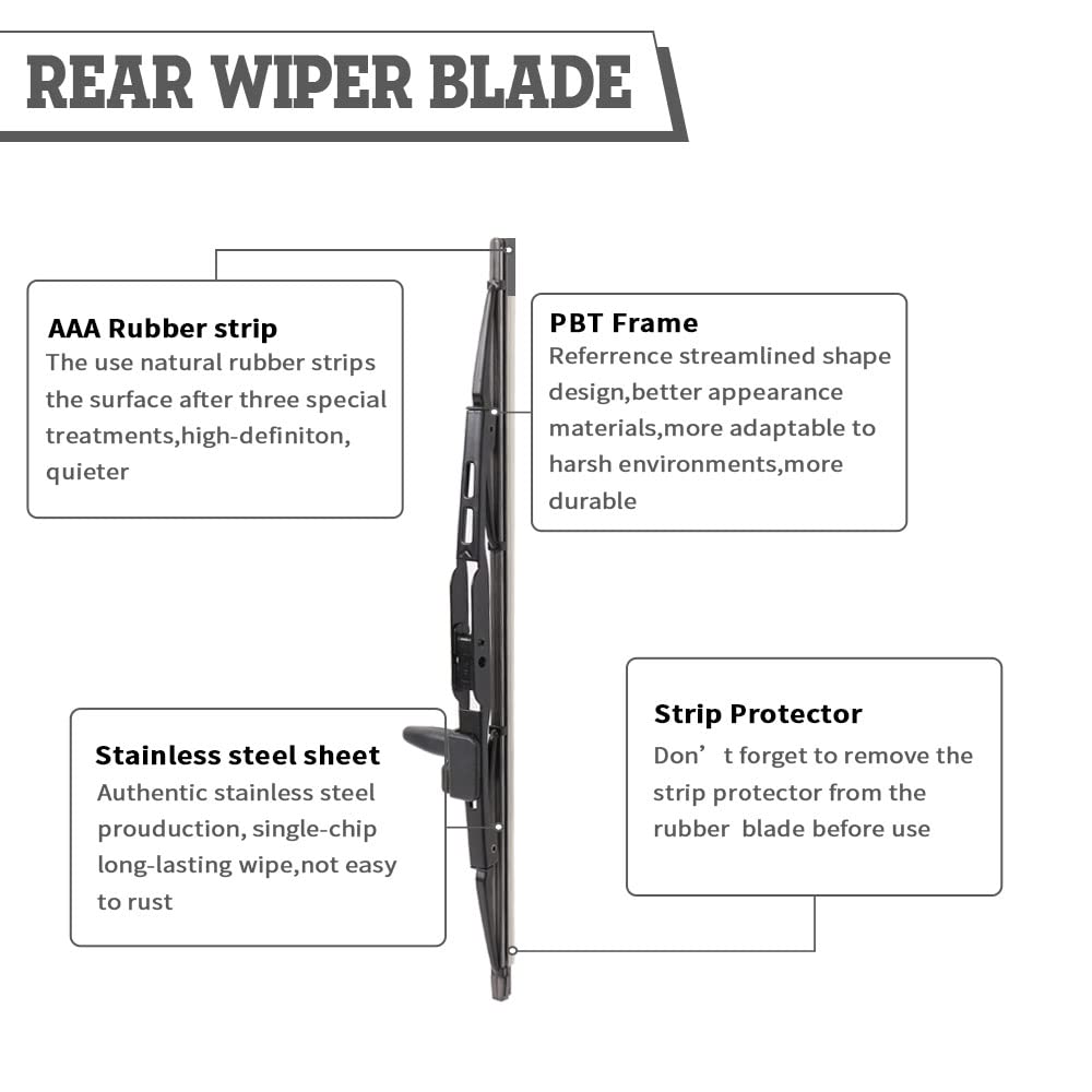 HODEE rear wiper blade rubber detail showing smooth edge for reduced streaking