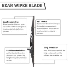 HODEE rear wiper blade rubber detail showing smooth edge for reduced streaking