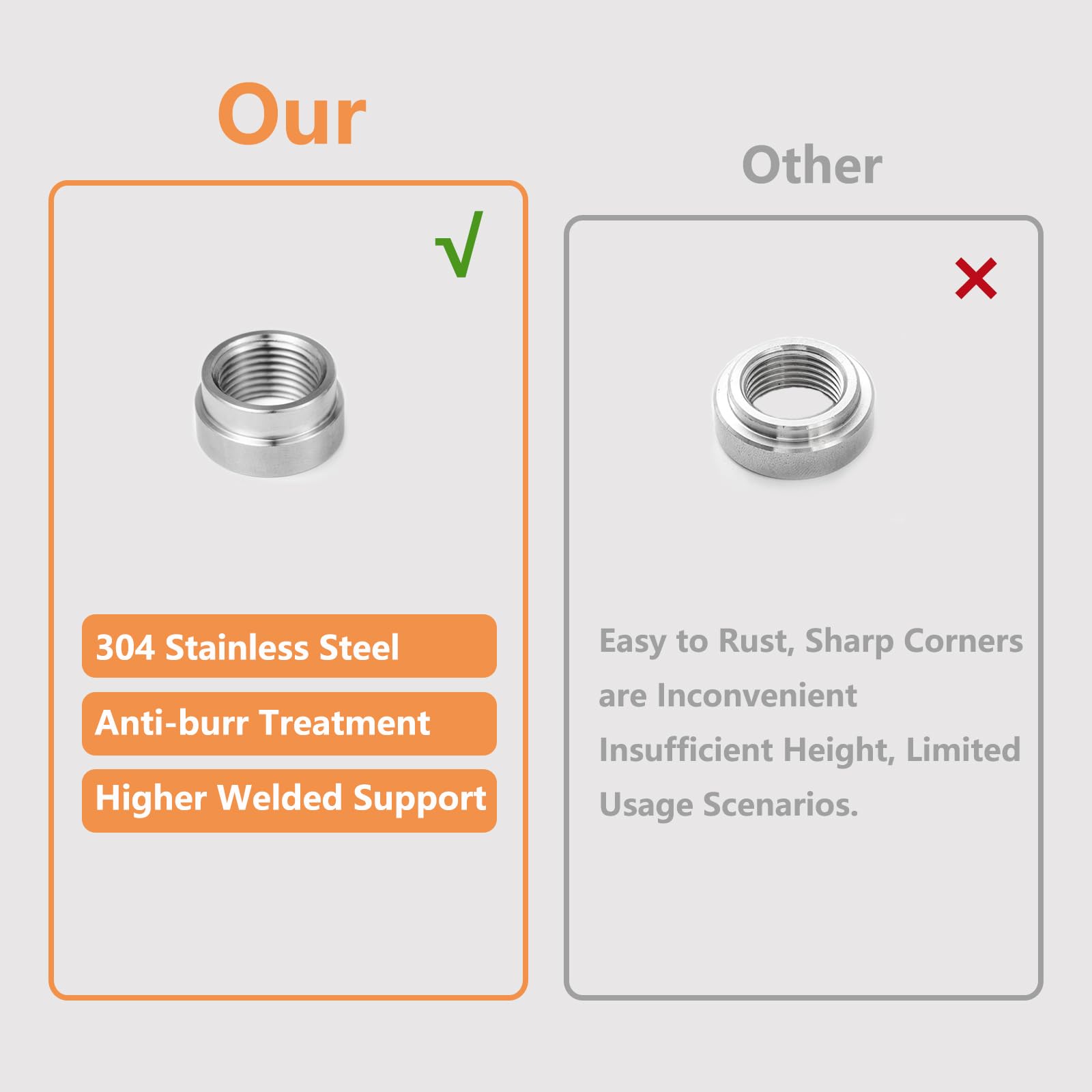 HOHNNYREET welded bung on exhaust pipe showing clean weld and sensor-ready port