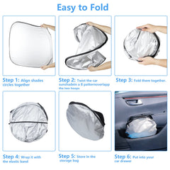 HOHUIGO folded sunshade compact for storage showing easy portability benefit