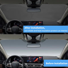 HOHUIGO installed sunshade inside BMW X3 illustrating cooler cabin benefit