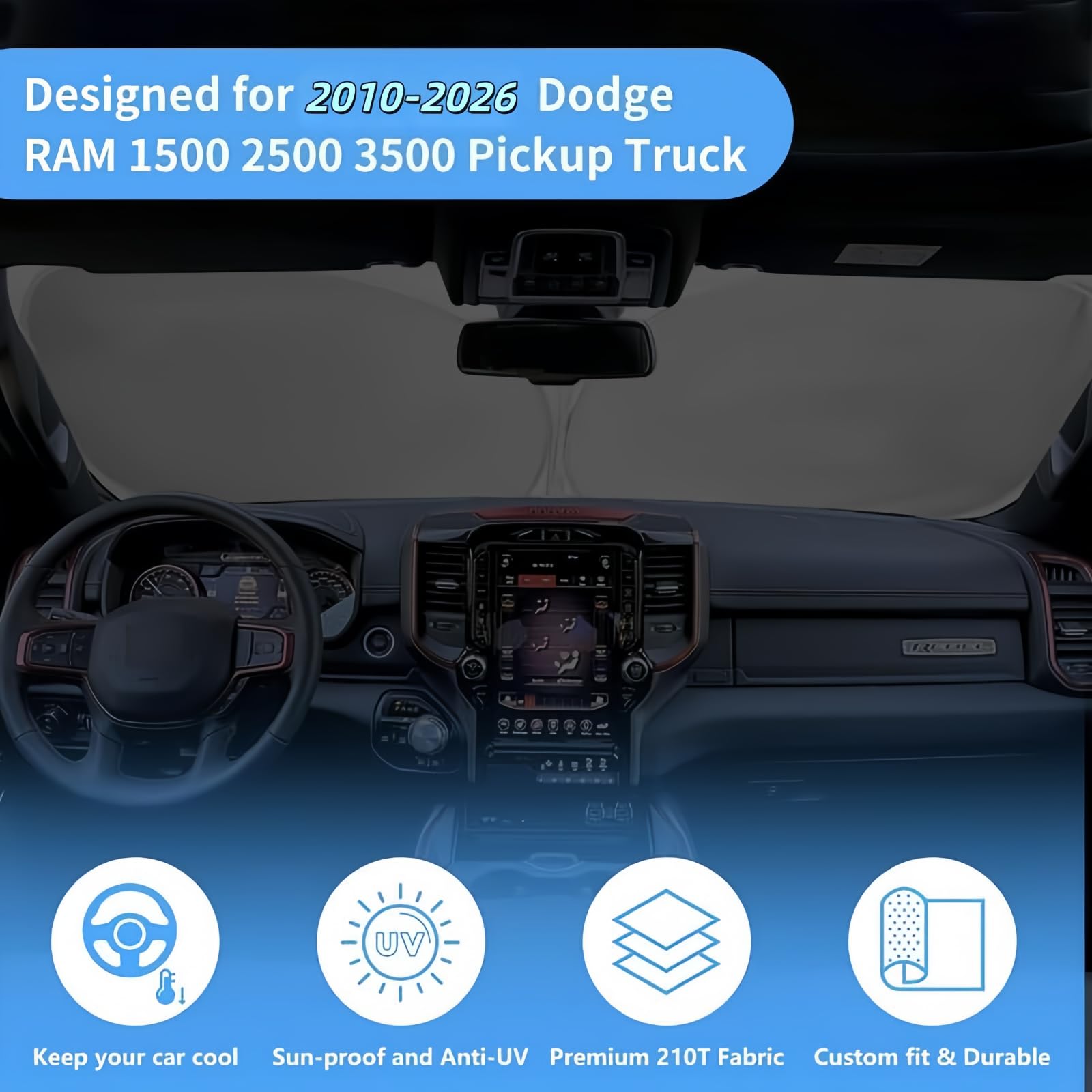 HOHUIGO installed in a Dodge RAM Crew Cab demonstrating cabin sun protection