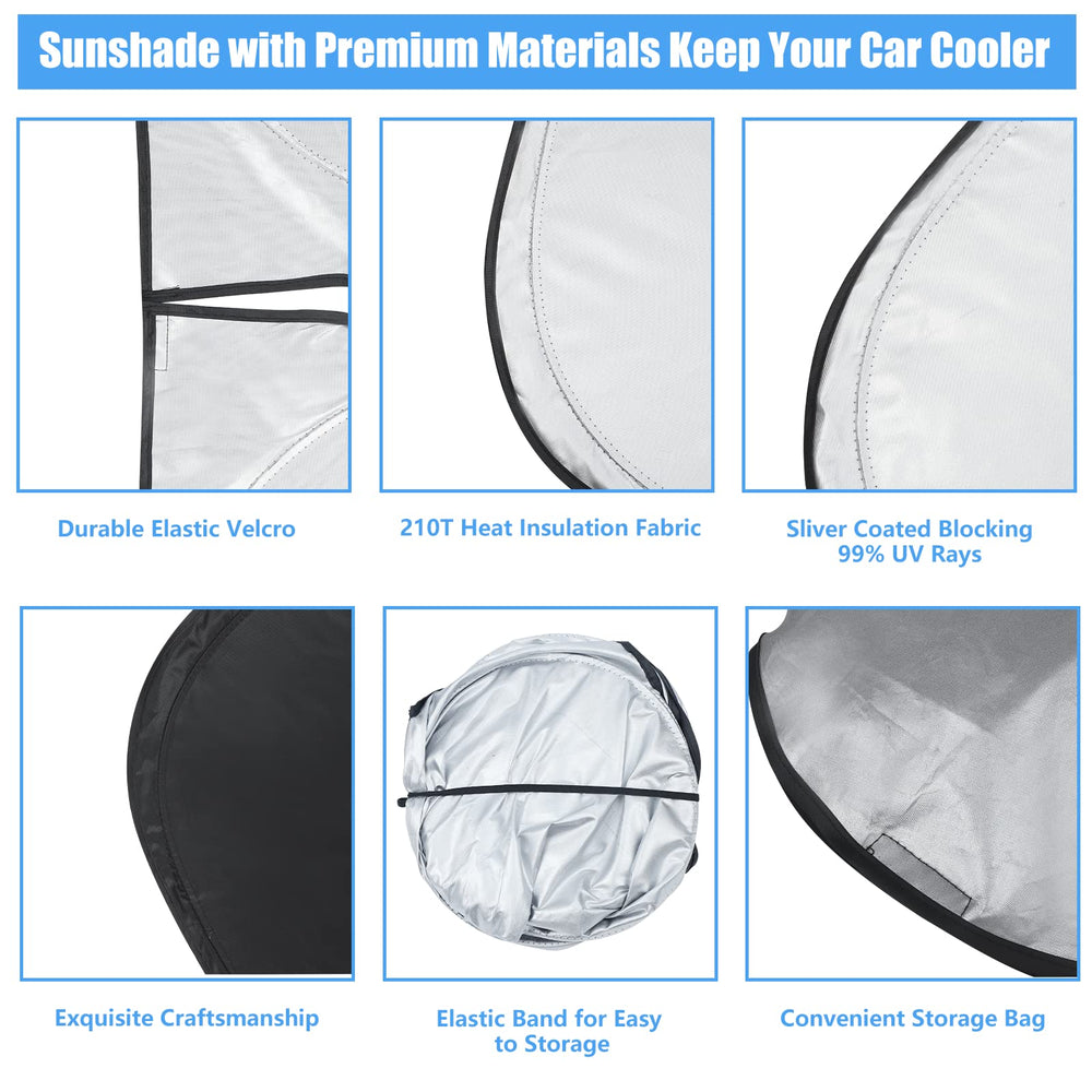 HOHUIGO sunshade in a parked Tundra in sunlight, helps maintain interior temperature