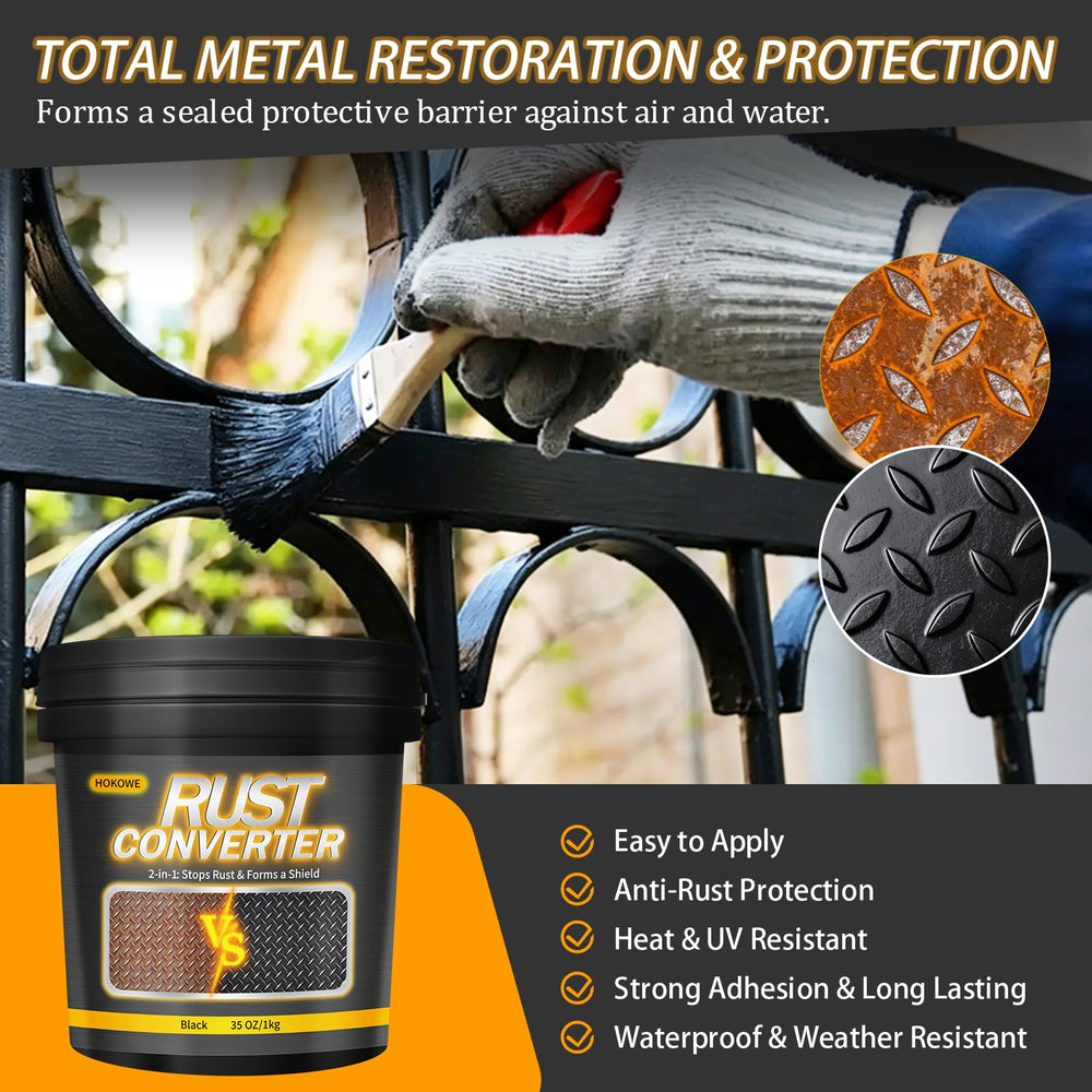 HOKOWE brush stroke wet on rust converting to primer quickly