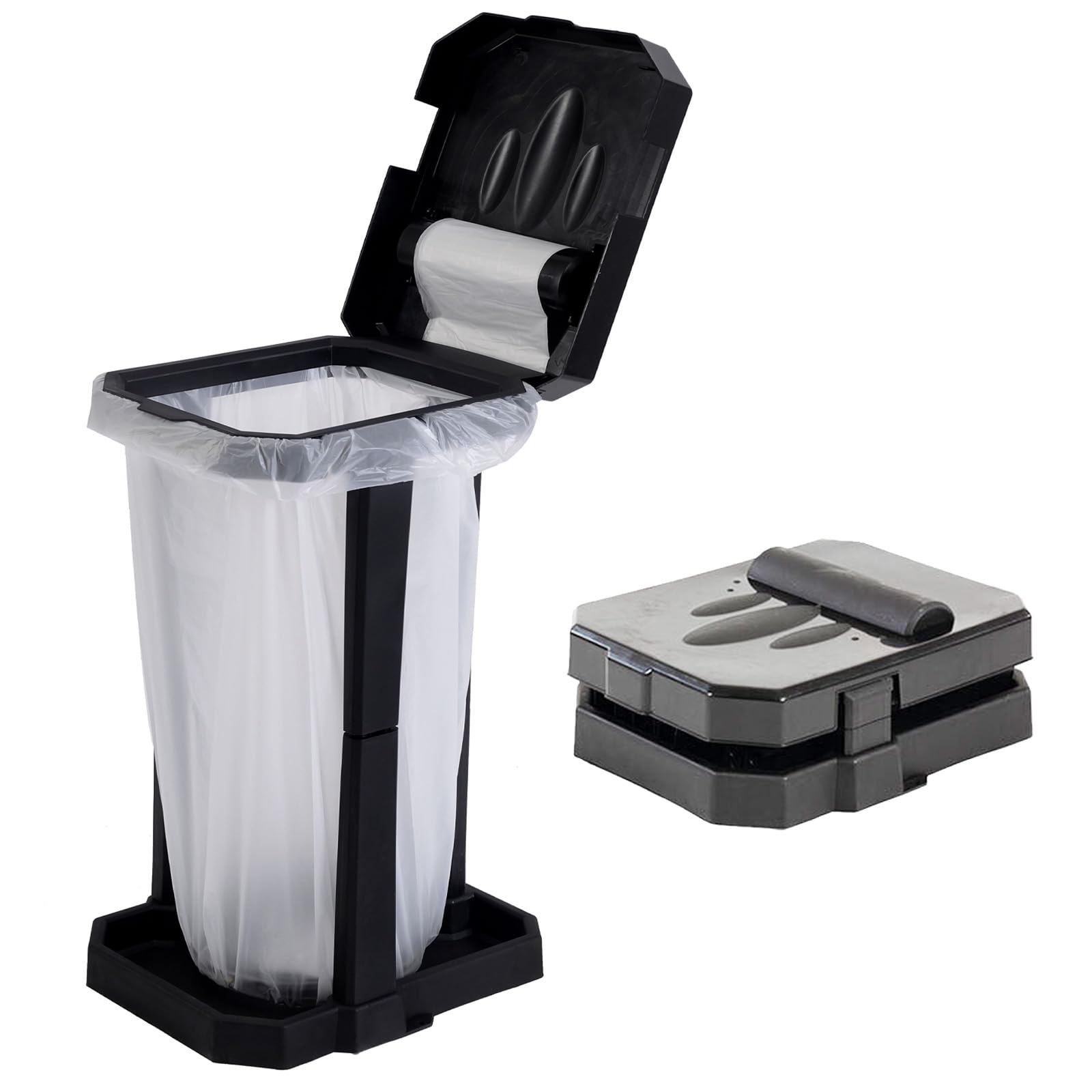 HolaKit front view open trash can showing stable frame and easy access