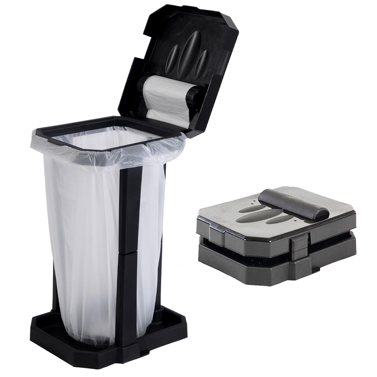 HolaKit front view open trash can showing stable frame and easy access