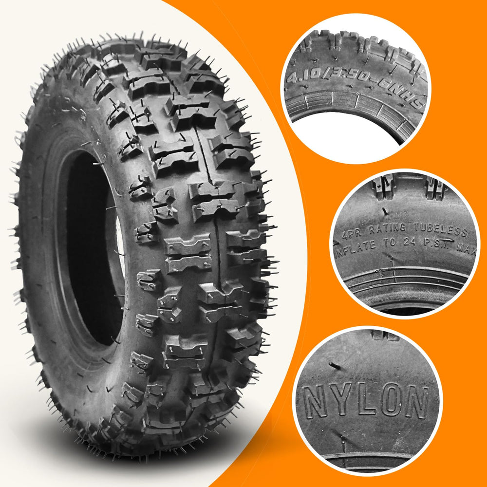 HOLATO tire mounted on a lawn mower wheel demonstrating fit and stability