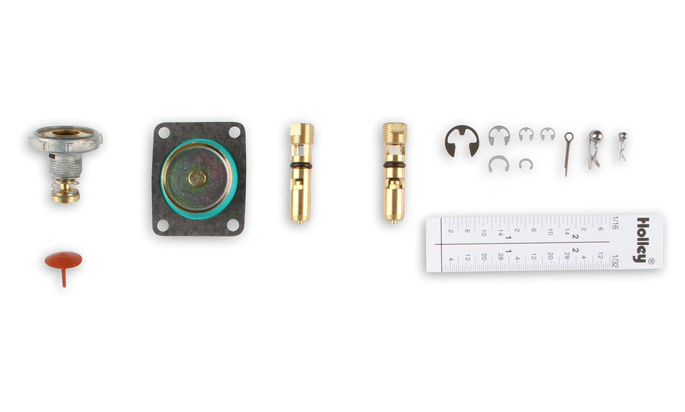 Holley kit in hand for scale showing compact comprehensive parts