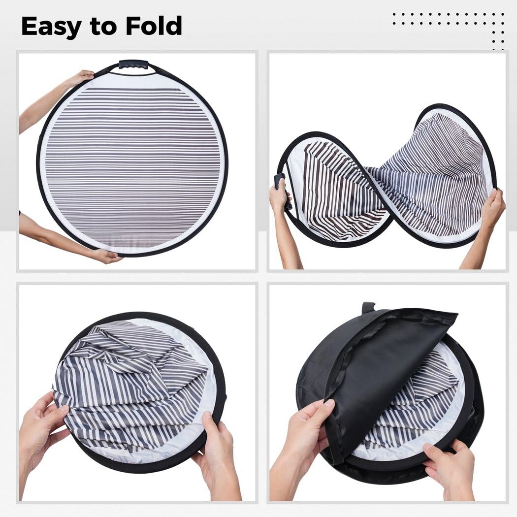 Homaisson folded reflector inside circular storage bag for easy transport