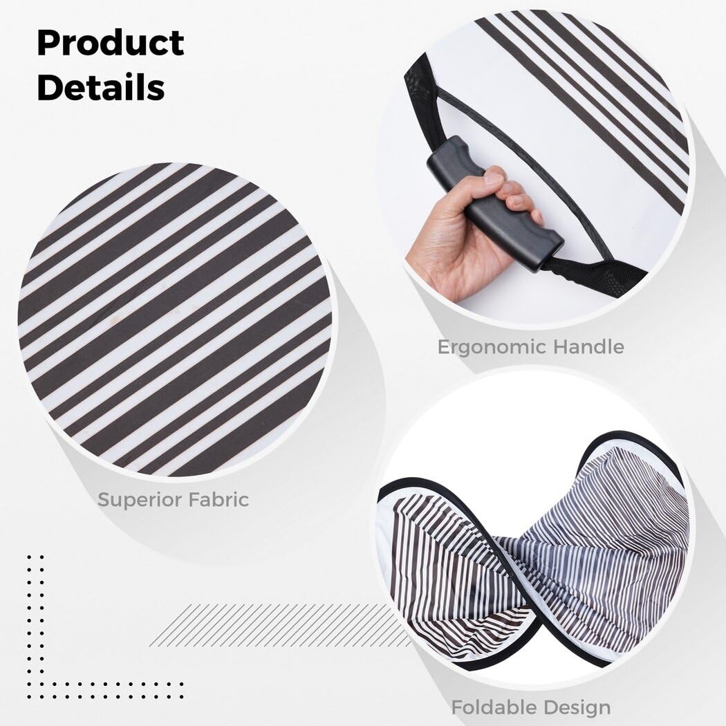 Homaisson reflector held near car showing stripe pattern to reveal dents
