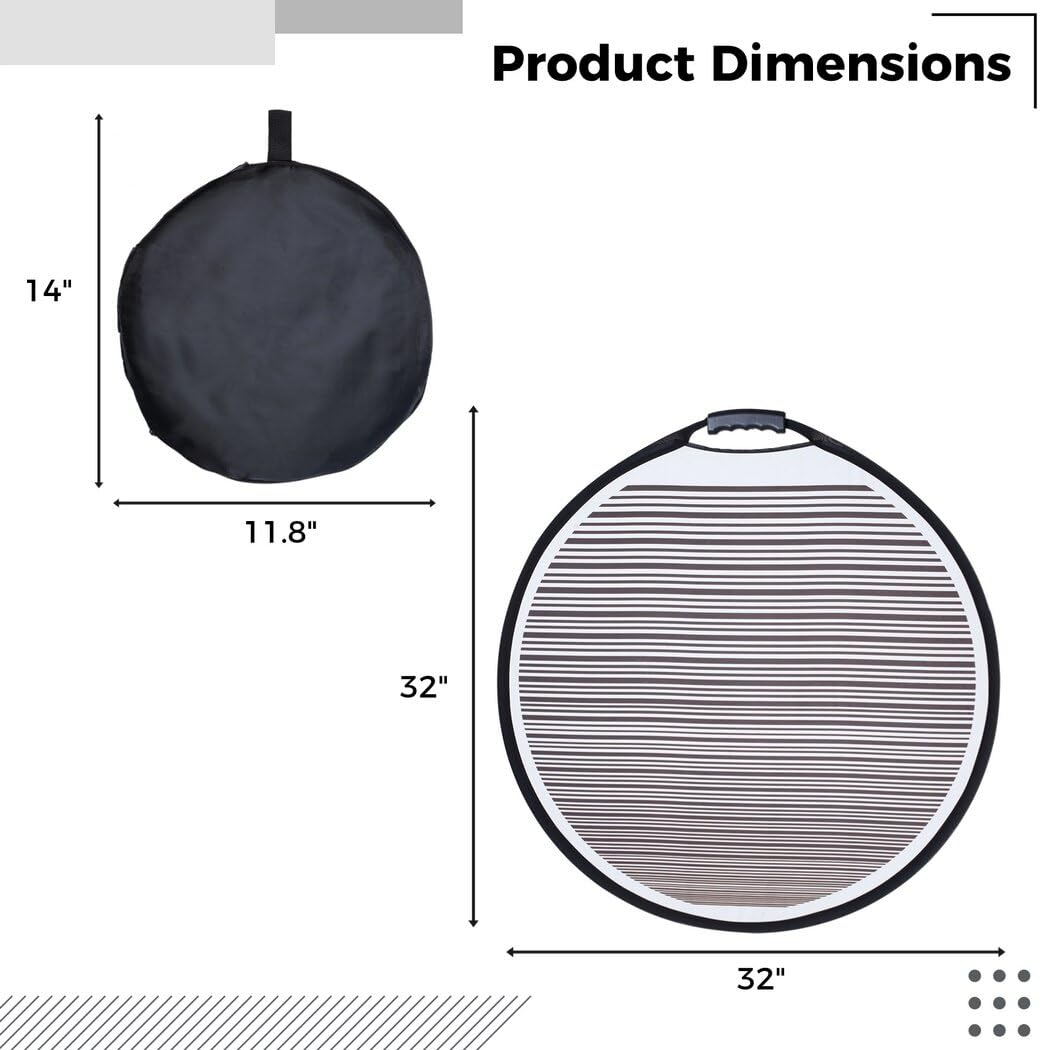 Homaisson reflector beside car door illustrating 32-inch size for broad coverage