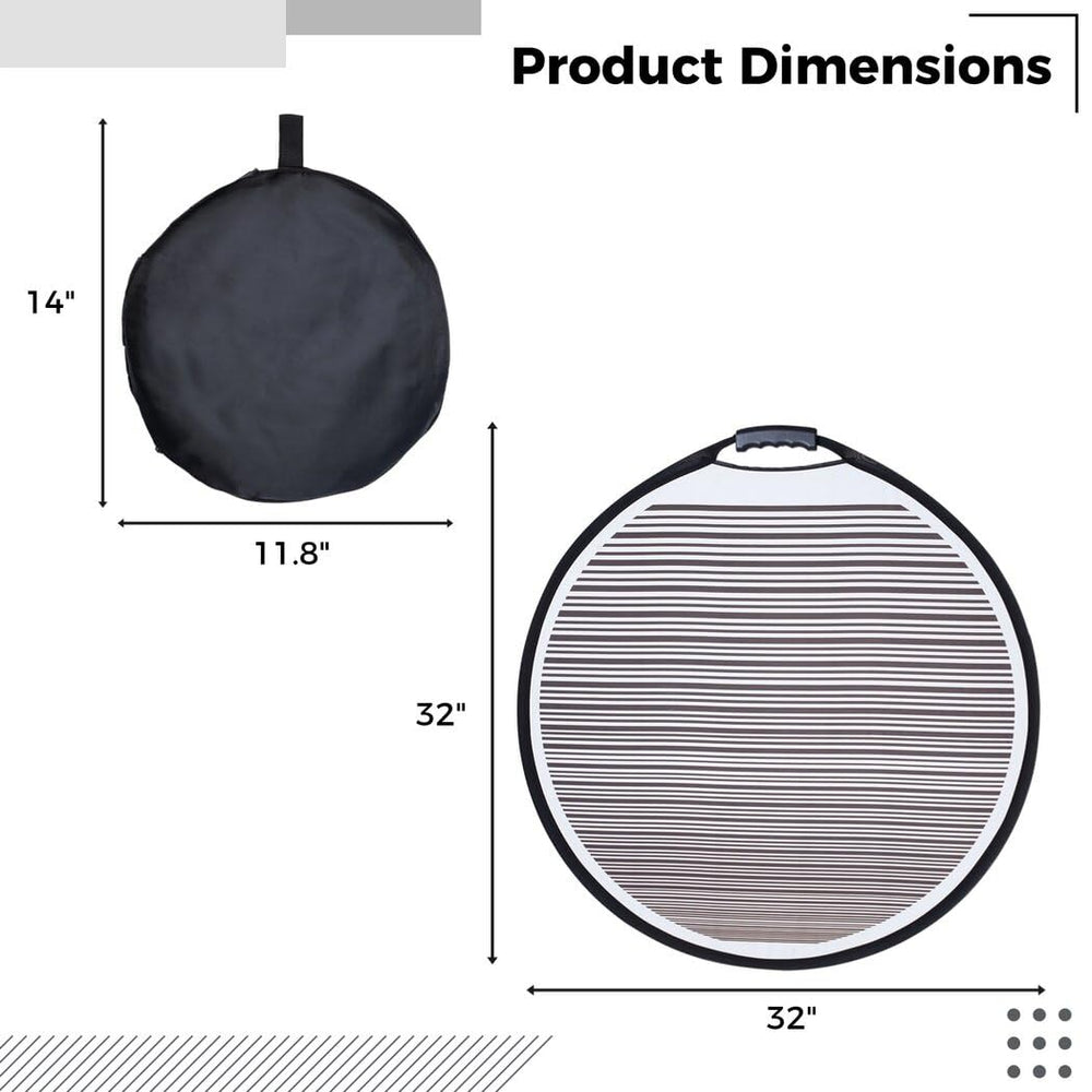 Homaisson reflector beside car door illustrating 32-inch size for broad coverage