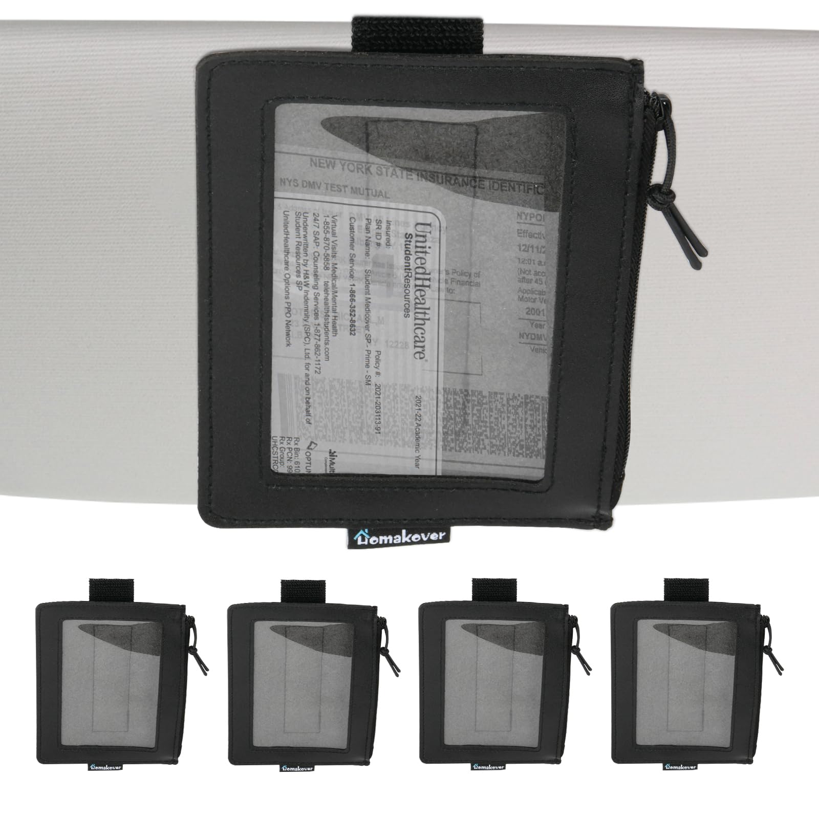 Homakover front view of five visor pockets showing packing and compact design benefit