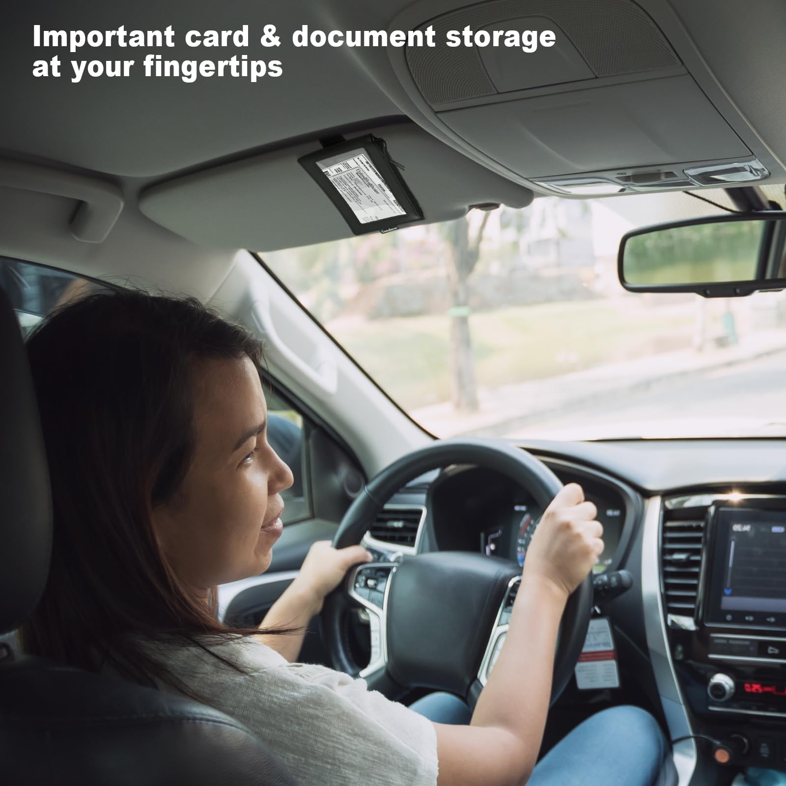 Homakover pocket beside credit card and folded registration showing size fit benefit
